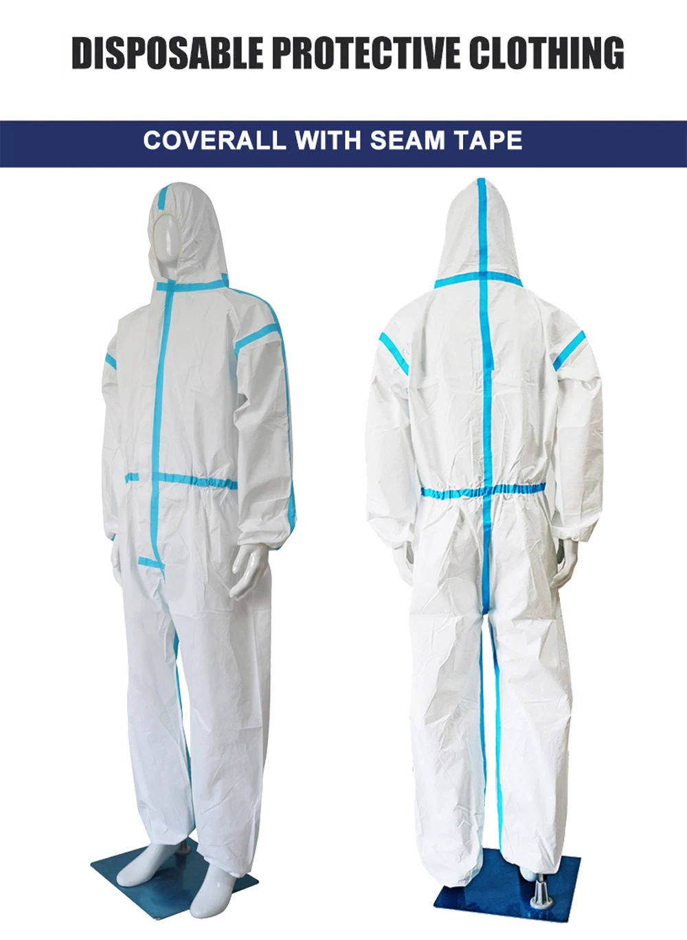 Type 3/4 Microporous Chemical Protective Anti Pneumonia Medical Non Woven Disposable Coverall