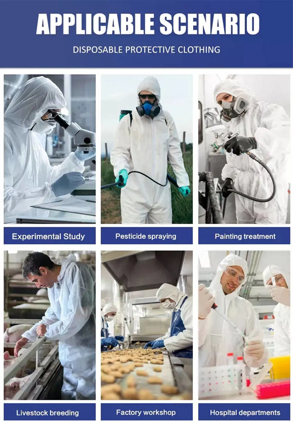 Type 3/4 Microporous Chemical Protective Anti Pneumonia Medical Non Woven Disposable Coverall